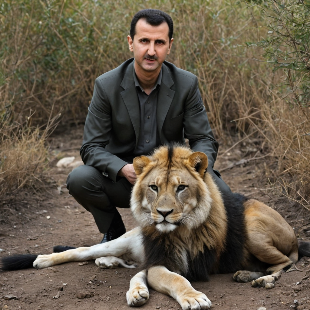 صورة بشار الاسد على شكل حيوان بري