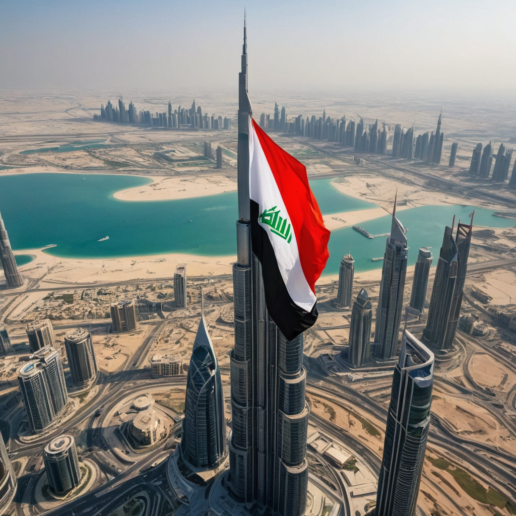 علم العراق على برج خليفه