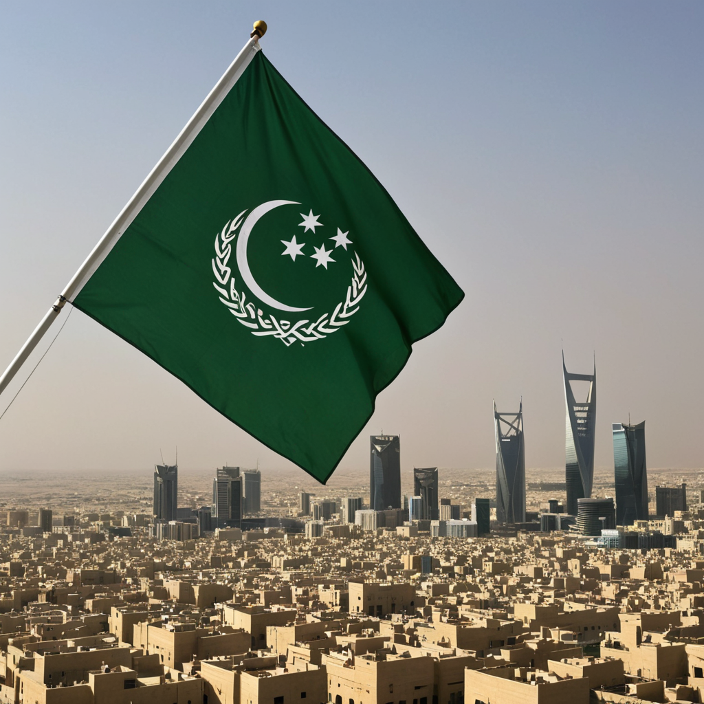 علم قبيلة شمر يرفرف فوق مدينة الرياض