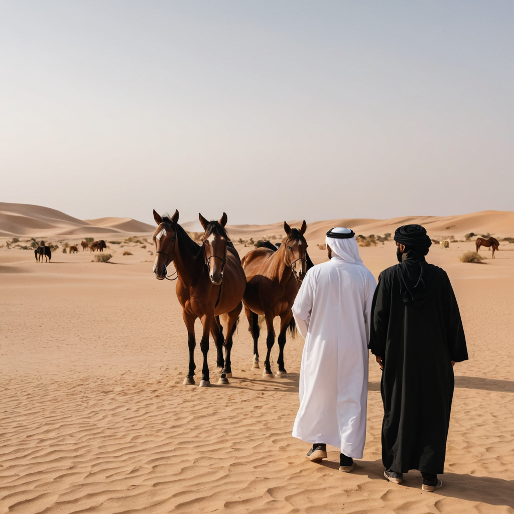 صوره رجل عربي في الصحراء ومع خيله