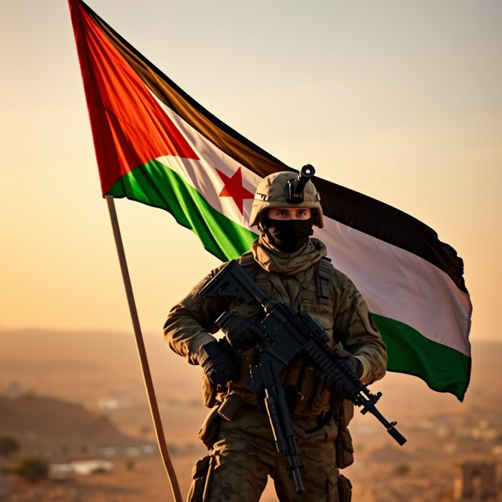صورة لجندي اردني مع علم الاردن يحمي الاردن
