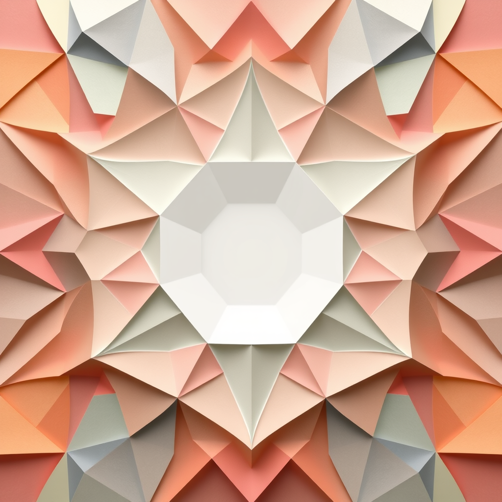 نقوش هندسية بألوان الباستيل، تتوسطها مساحة بيضاء سداسية