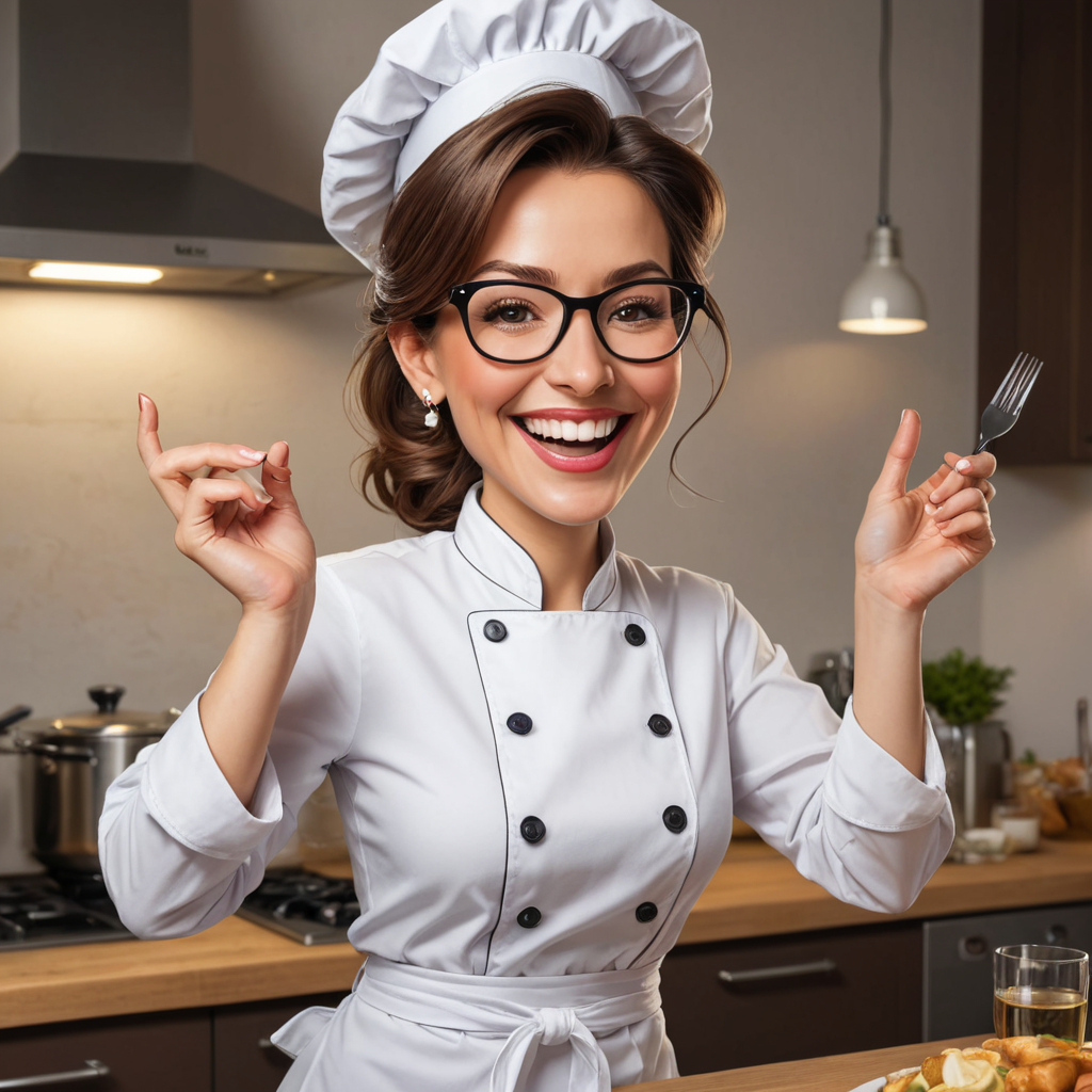 Caricature Happy Woman Chef Laughing Gulf Picasso Caricature happy woman chef laughing gulf picasso