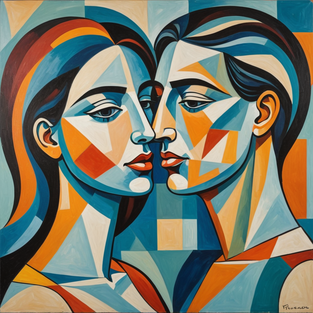 Abstract geometric painting depicting the - Gulf Picasso | بيكاسو الخليج