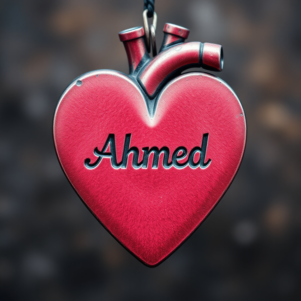 صورة قلب محفور عليه اسم احمد