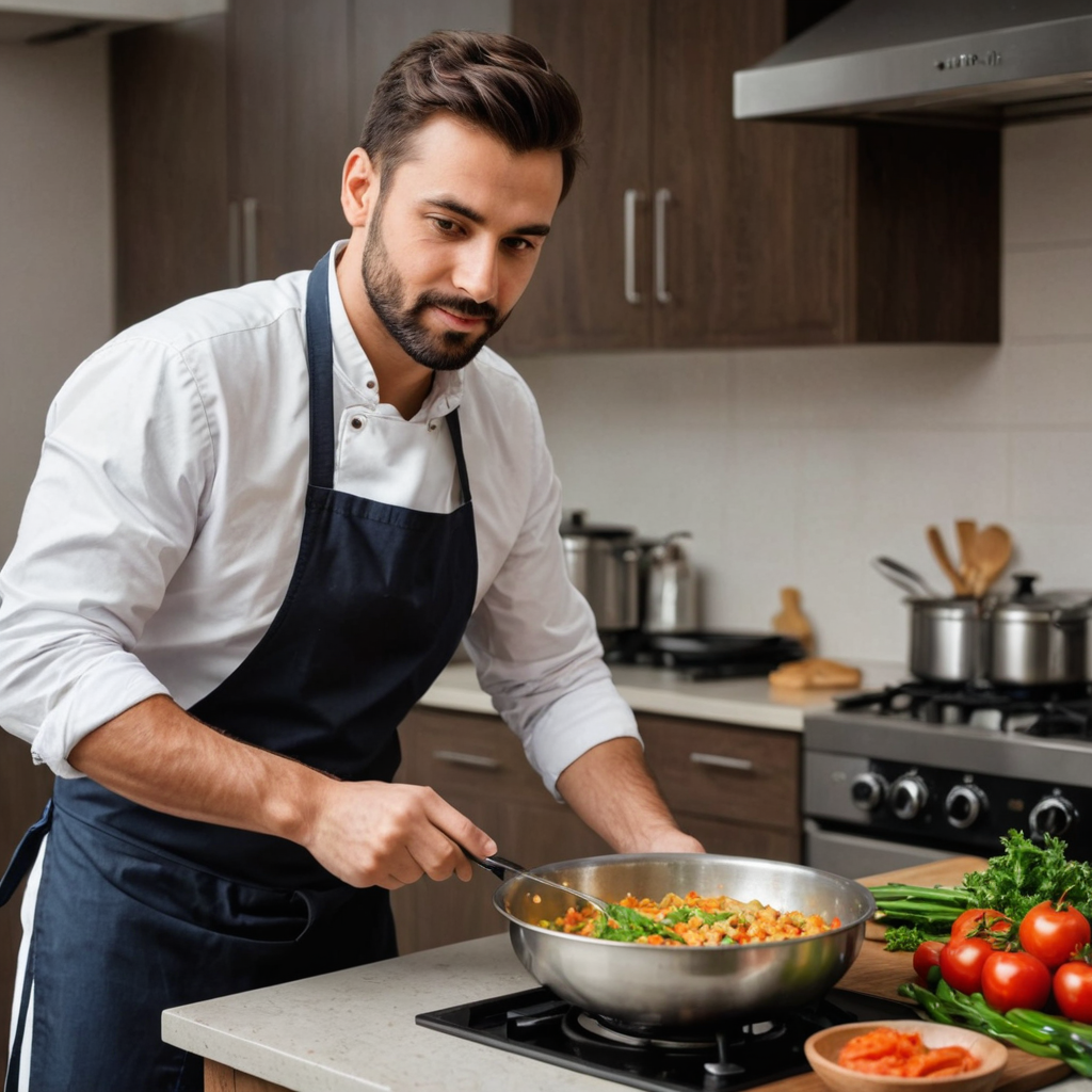 صمم لي صورة لرجل يطبخ مندي