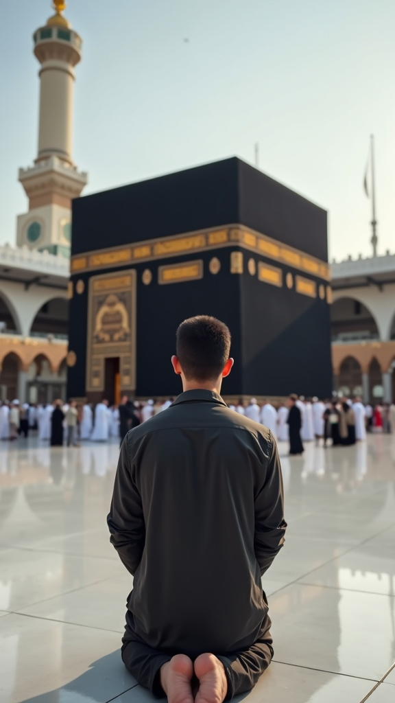 صورة رجل ساجد امام الكعبة - بيكاسو الخليج | Gulf Picasso