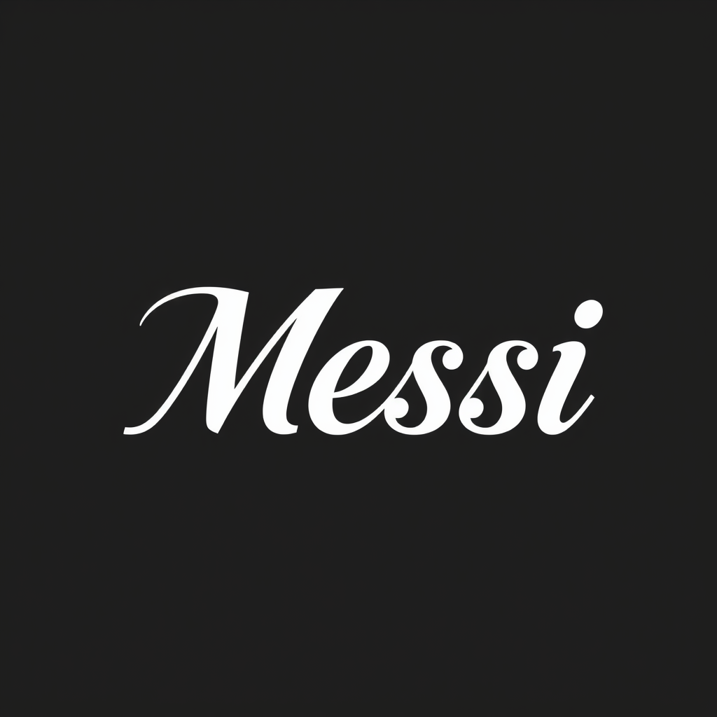 اعطيني شكل لي اسم محل اسمه Messi بالوان الخلفيه اسود و الكتابه ابيض و جولد