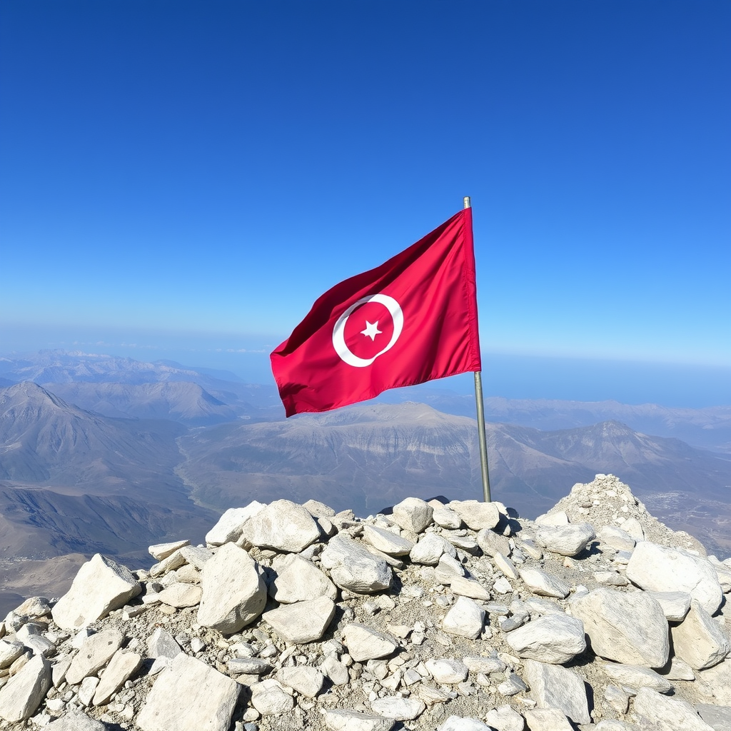 علم يزيدخان في أعلى جبل الفريسه