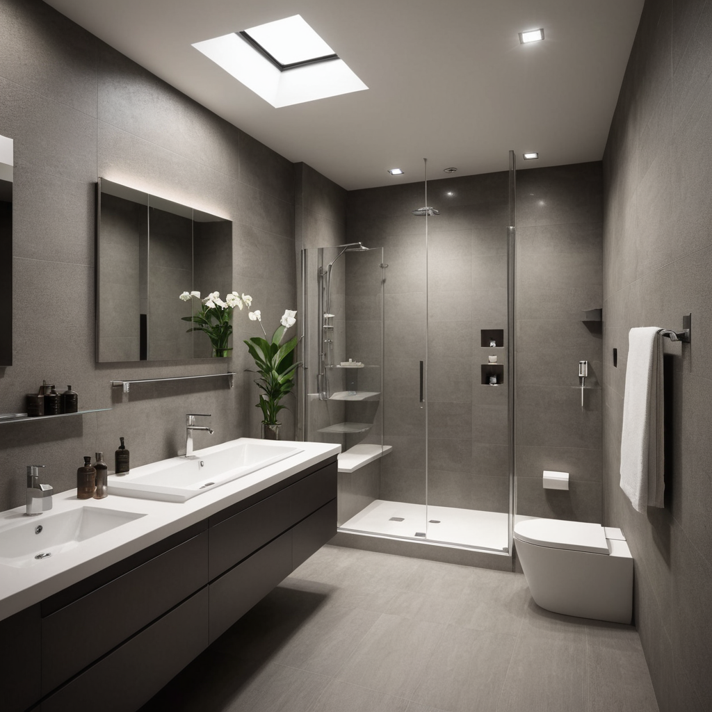 تصميم حمام بدون بانيو