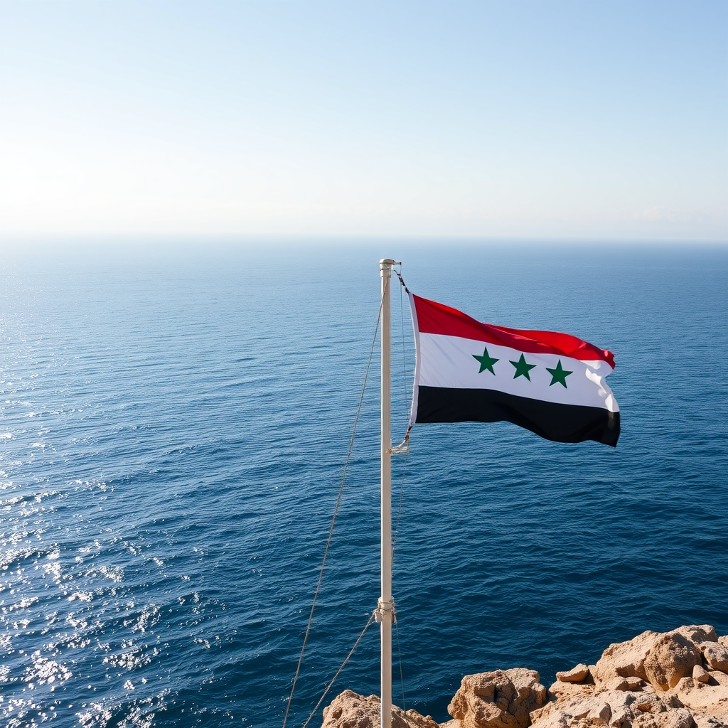 علم الأردن وسوريا فوق البحر